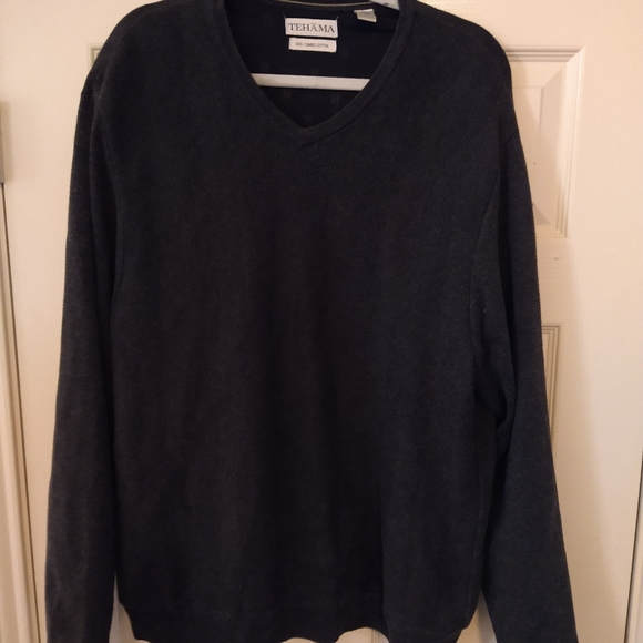 Tehama 100% Combed Cotton Gray V Neck Lined Sweater Men's sz Large. - Picture 3 of 5